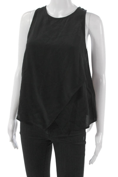Joie Women Basic Silk Sleeveless Blouse Black Round Neck Pullover Size XS