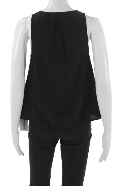 Joie Women Basic Silk Sleeveless Blouse Black Round Neck Pullover Size XS