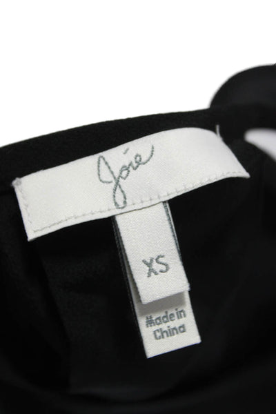 Joie Women Basic Silk Sleeveless Blouse Black Round Neck Pullover Size XS