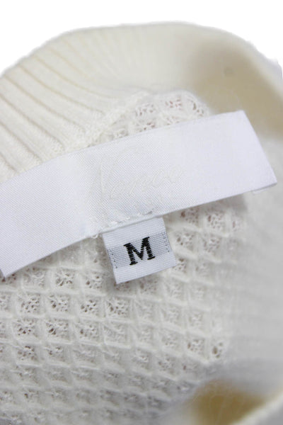 Misha Nonoo Women Pullover Sweater White Crew Neck Short Sleeve Size M