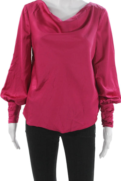 Joie Womens Basic Cowl Neck Long Sleeve Pink Blouse Petite Size S