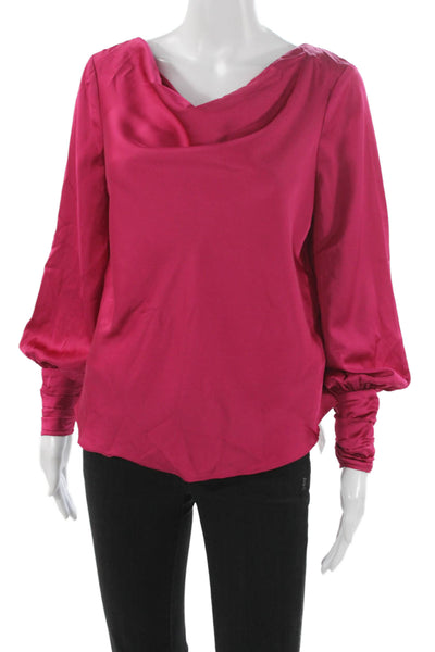 Joie Womens Basic Cowl Neck Long Sleeve Pink Blouse Petite Size S