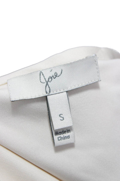 Joie Womens Silk V-Neck Basic Blouse Ivory Long Sleeve Pullover Size S