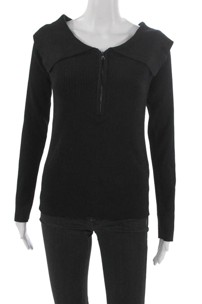 DKNY Womens Black Collared Pullover Sweater Long Sleeve Rayon Size XL