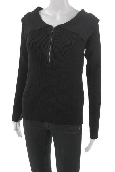 DKNY Womens Black Collared Pullover Sweater Long Sleeve Rayon Size XL