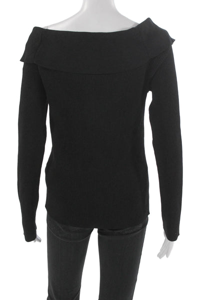 DKNY Womens Black Collared Pullover Sweater Long Sleeve Rayon Size XL