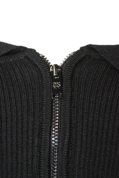 DKNY Womens Black Collared Pullover Sweater Long Sleeve Rayon Size XL