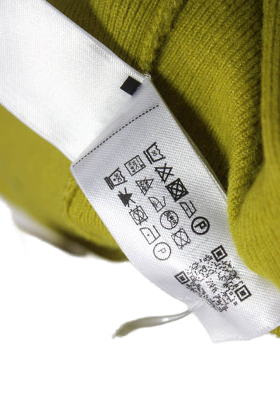 Zara Women Cardigan Solid Green Polyester Long Sleeve Round Neck Size L