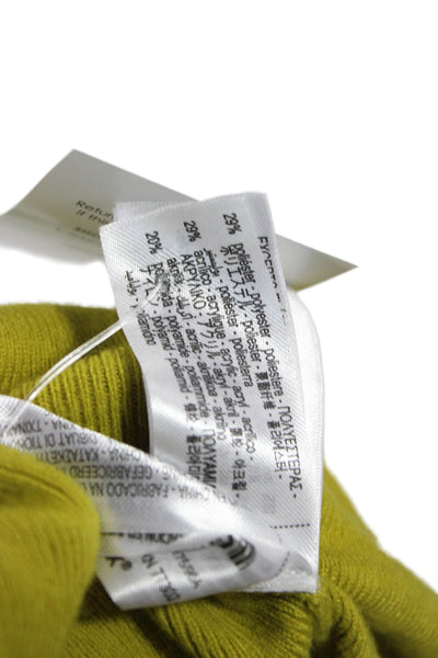 Zara Women Cardigan Solid Green Polyester Long Sleeve Round Neck Size L