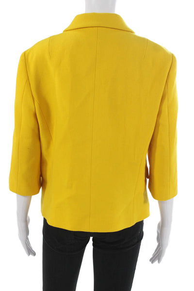 Michael Kors Collection Womens Basic Jacket Yellow Wool 3/4 Sleeve Size 14