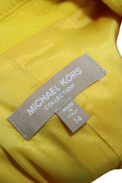 Michael Kors Collection Womens Basic Jacket Yellow Wool 3/4 Sleeve Size 14