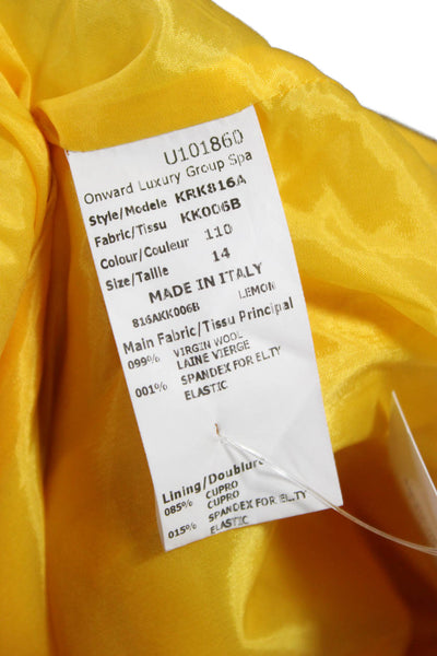 Michael Kors Collection Womens Basic Jacket Yellow Wool 3/4 Sleeve Size 14