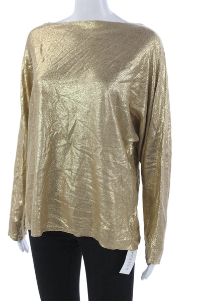 Lauren Ralph Lauren Women Gold Boat Neck Long Sleeve Sweater Size L
