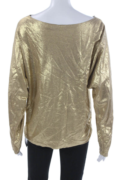 Lauren Ralph Lauren Women Gold Boat Neck Long Sleeve Sweater Size L