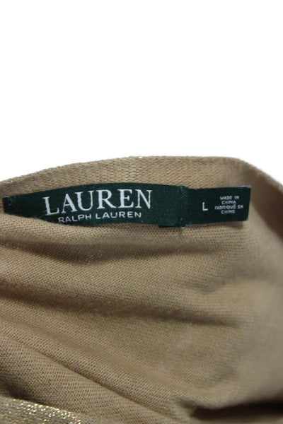 Lauren Ralph Lauren Women Gold Boat Neck Long Sleeve Sweater Size L