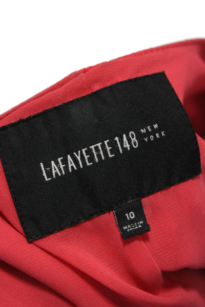 Lafayette 148 New York Womens Red Leather Basic Jacket Size 10
