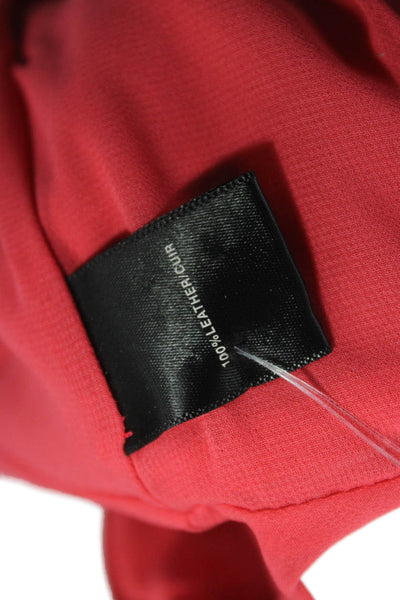 Lafayette 148 New York Womens Red Leather Basic Jacket Size 10