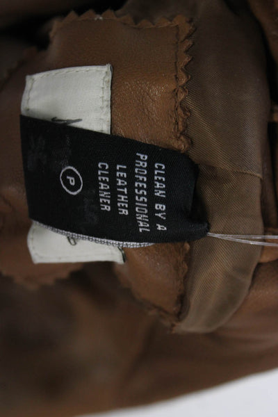 Neiman Marcus Women Motorcycle Leather Jacket Brown Zip Long Sleeve Size L