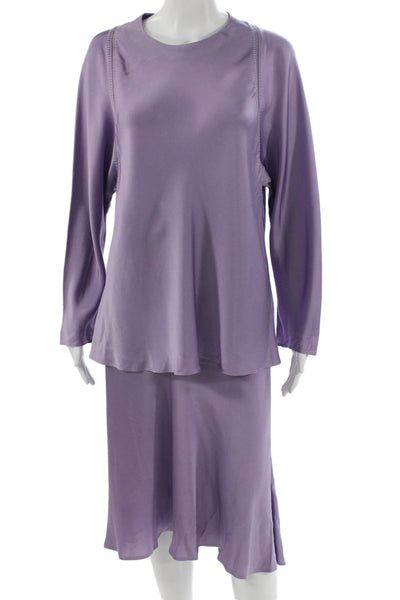 Lafayette 148 New York Womens Blouse Skirt Set Purple Size Extra Large/12