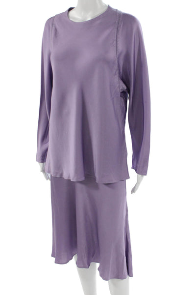Lafayette 148 New York Womens Blouse Skirt Set Purple Size Extra Large/12