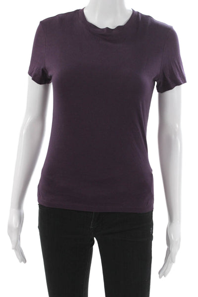 Theory Womens Basic Purple Pima Cotton Crew Neck Short Sleeve T-Shirt Size S