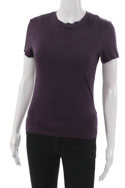 Theory Womens Basic Purple Pima Cotton Crew Neck Short Sleeve T-Shirt Size S