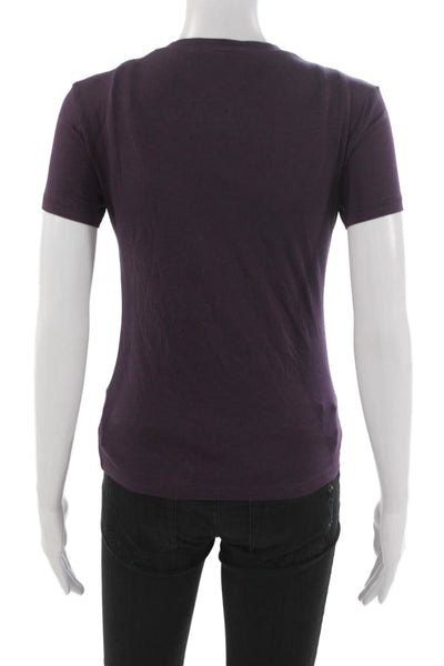 Theory Womens Basic Purple Pima Cotton Crew Neck Short Sleeve T-Shirt Size S