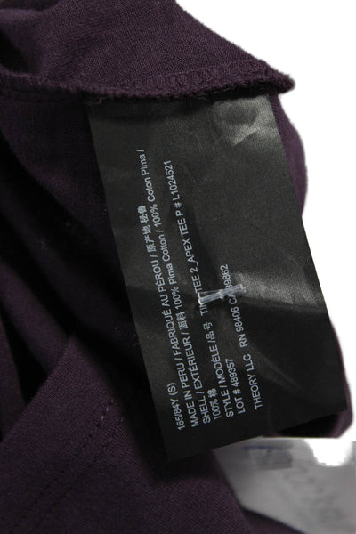 Theory Womens Basic Purple Pima Cotton Crew Neck Short Sleeve T-Shirt Size S