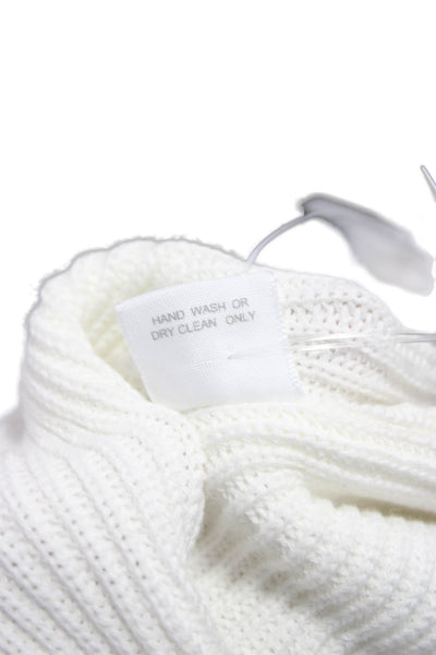 Kokun Womens V-Neck Pullover Sweater Long Sleeve 100% Cotton White Size L