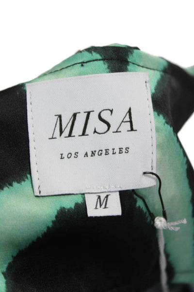 Misa Women Basic Sleeveless Tank Square Neck Black Geometric Polyester Size M