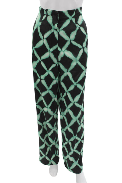 Misa Women Black Geometric Polyester Dress Pants Size M