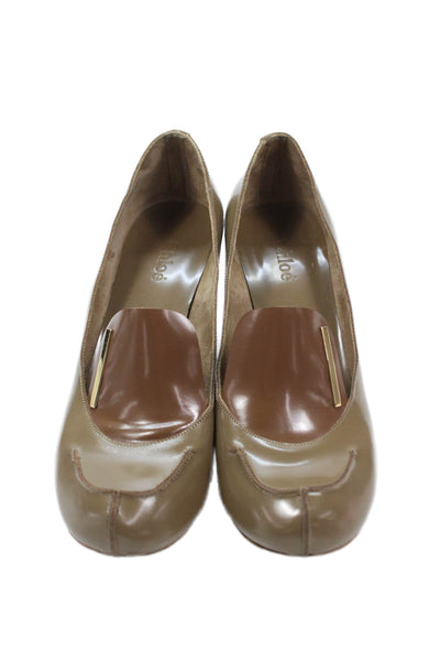 Chloe Womens Leather Slip On Loafer Pumps Brown Size 6