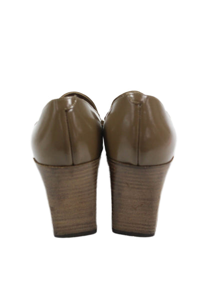 Chloe Womens Leather Slip On Loafer Pumps Brown Size 6