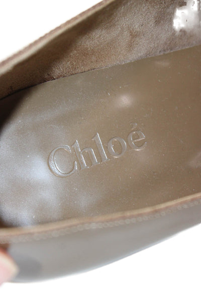 Chloe Womens Leather Slip On Loafer Pumps Brown Size 6