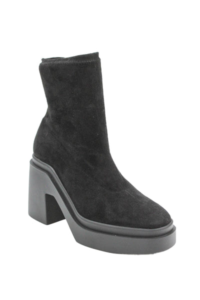Clergerie Womens Suede Chunky Platform Boots Black Size 38.5 8.5