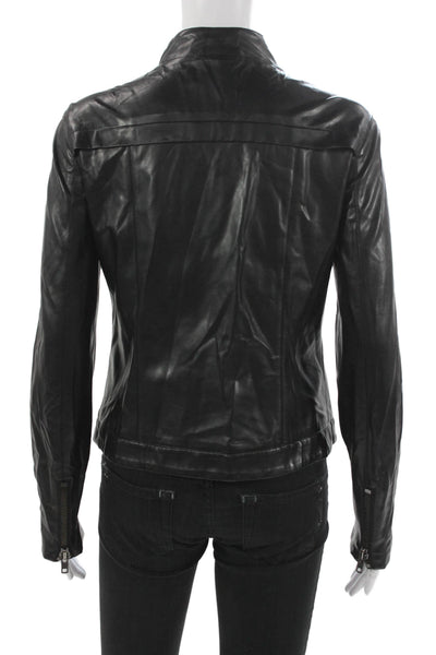 R Label Women Motorcycle Jacket Black Snap Long Sleeve Size S