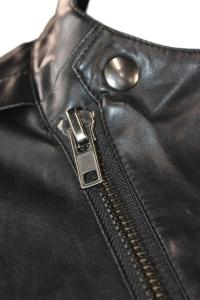 R Label Women Motorcycle Jacket Black Snap Long Sleeve Size S