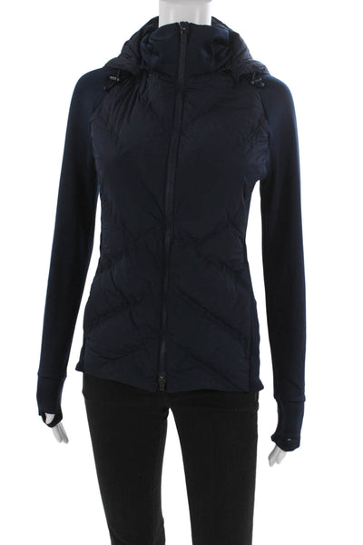 Athleta Womens Blue Nylon Basic Jacket Zip Long Sleeve Size XS
