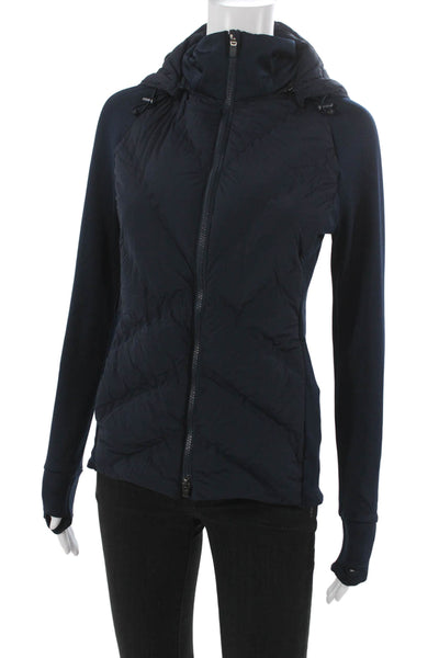Athleta Womens Blue Nylon Basic Jacket Zip Long Sleeve Size XS
