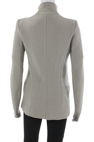 IRO Women Biker Jacket Gray Virgin Wool Long Sleeve Size 36