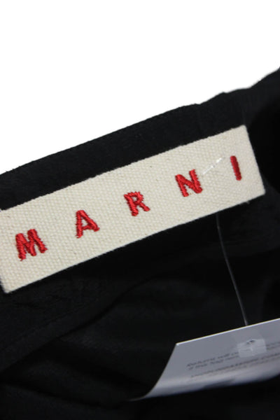 Marni Women Shift Dress Black Linen Boat Neck 3/4 Sleeve Knee Length Size L
