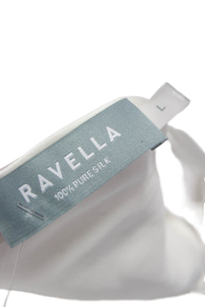 Ravella Womens Silk V-Neck Sleeveless Tunic Blouse White Pullover Size L