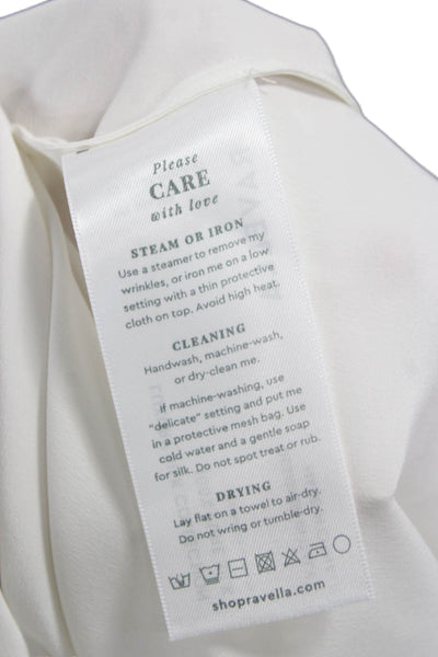 Ravella Womens Silk V-Neck Sleeveless Tunic Blouse White Pullover Size L