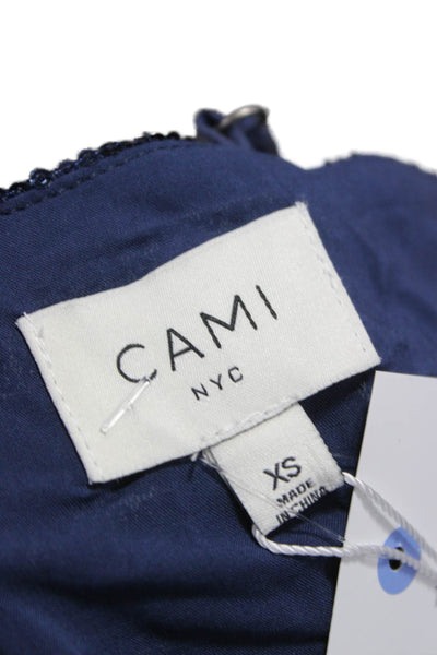 Cami NYC Womens Camisole Blue Square Neck Zip Polyester Sleeveless Size XS