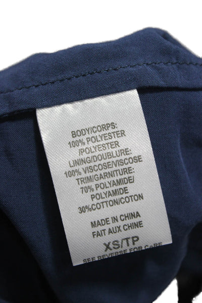 Cami NYC Womens Camisole Blue Square Neck Zip Polyester Sleeveless Size XS