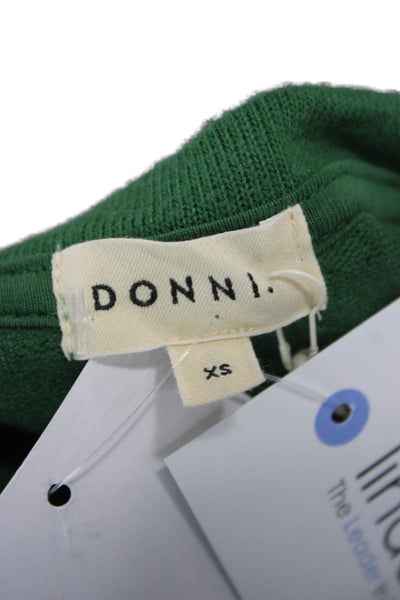 Donni Women Cardigan Green Crew Neck Long Sleeve Solid Fall Size XS