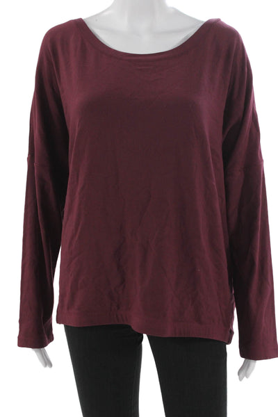 Eberjey Womens Basic Red TENCEL Modal Scoop Neck Long Sleeve Pajama Top Size L