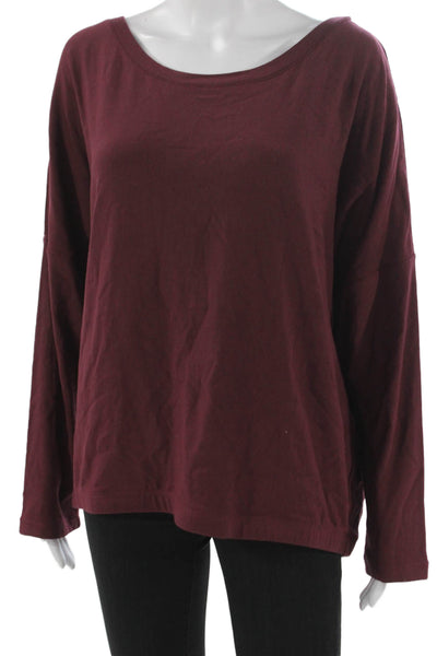 Eberjey Womens Basic Red TENCEL Modal Scoop Neck Long Sleeve Pajama Top Size L
