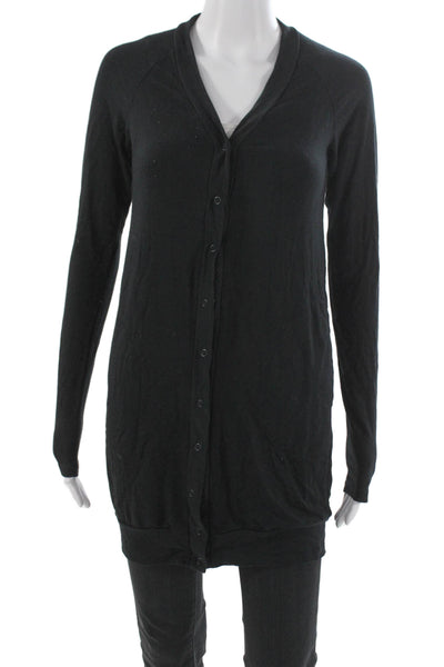 ALALA Womens Black V-Neck Cardigan Rayon Long Sleeve Size XS