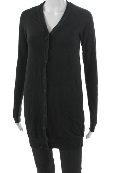 ALALA Womens Black V-Neck Cardigan Rayon Long Sleeve Size XS